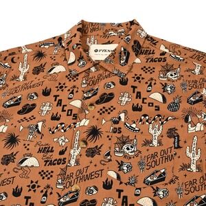 Pyknic‎ Raise Hell Eat Tacos Shirt Mens Medium Casual S/S Button-Up Skulls Beer